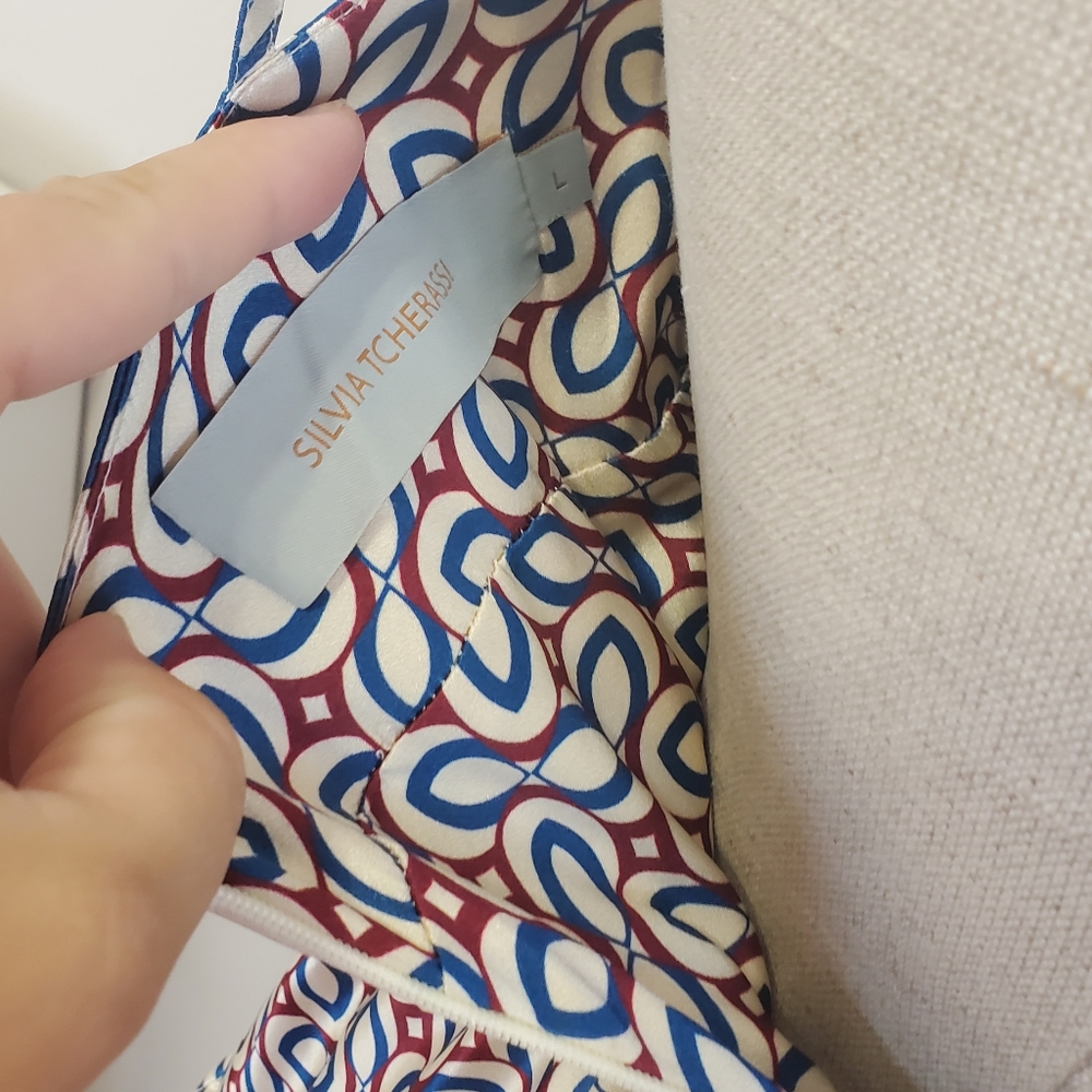 Silvia Tcherassi Butera Silk Maxi Dress Blue and White Stripes Large - Picture 9 of 10
